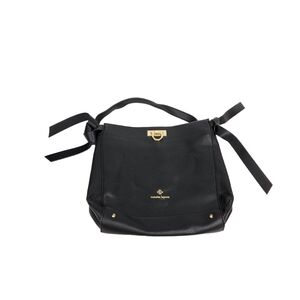 Nanette Lepore Black Pebble Vegan Leather Gold Accents Shoulder Bag Purse